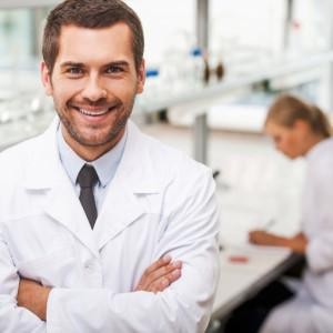 Man and a woman in laboratory in laboratory coats