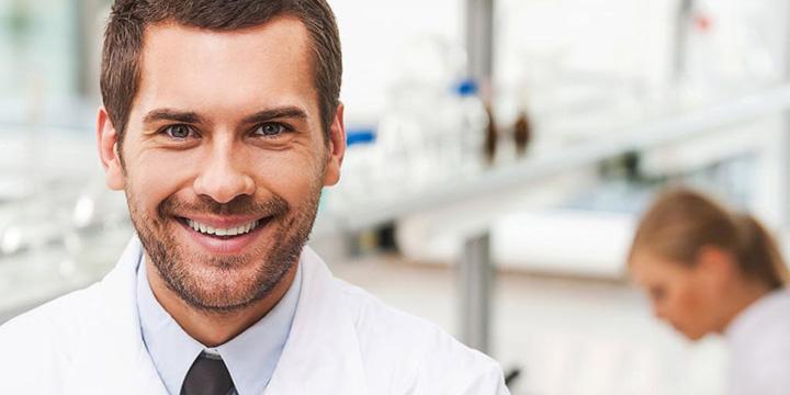 Man and a woman in laboratory in laboratory coats